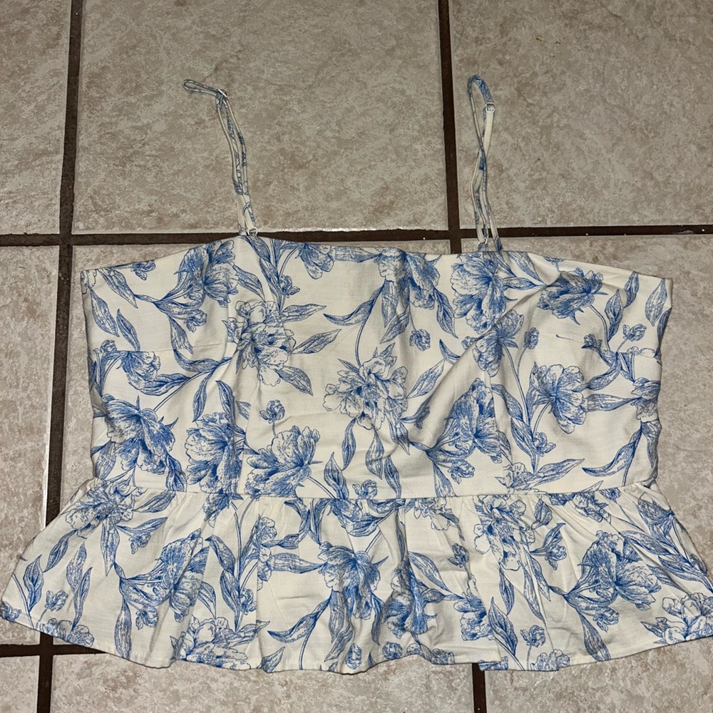 a new day Blue and White Floral Camisole